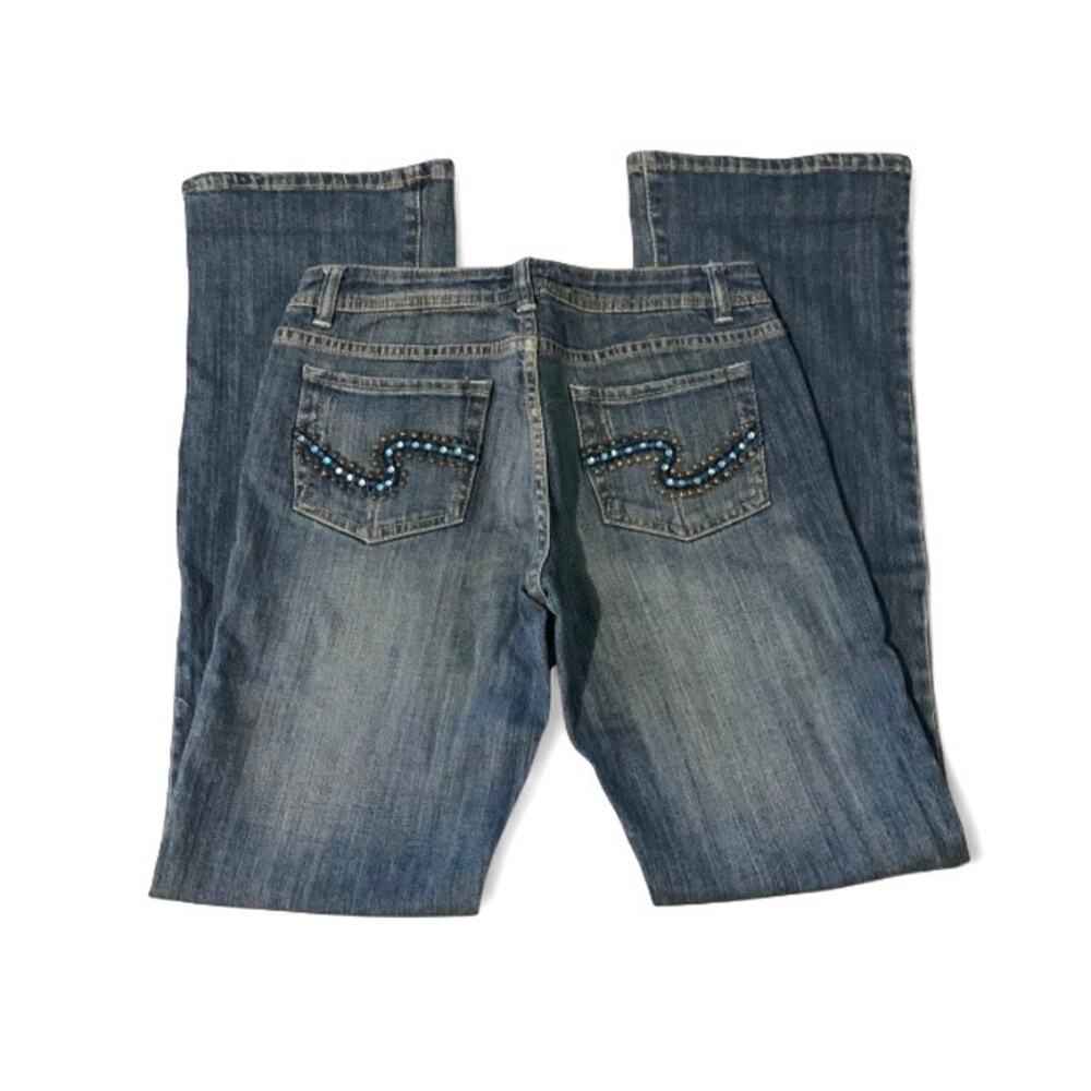 Revolt Jeans Y2K Straight Leg Rhinestone Back Pocket Denim McBling